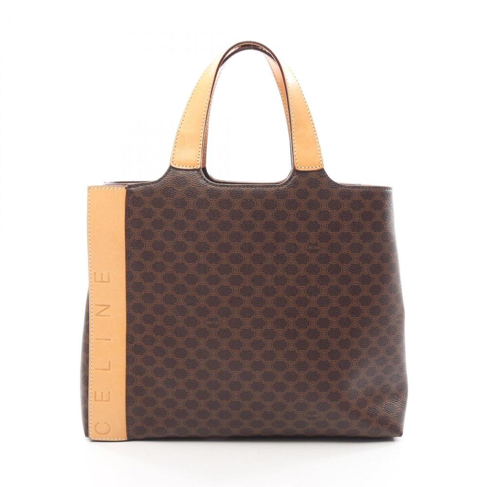 Celine Macadam Embossed Logo Handbag, Coated Canvas Leather, Women's, Brown/B...
